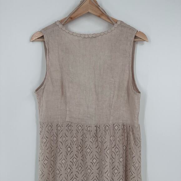 Valentina Naldi Duster Womens One Size Tan Linen Cover Up Sleeveless Tie Front - Picture 8 of 11